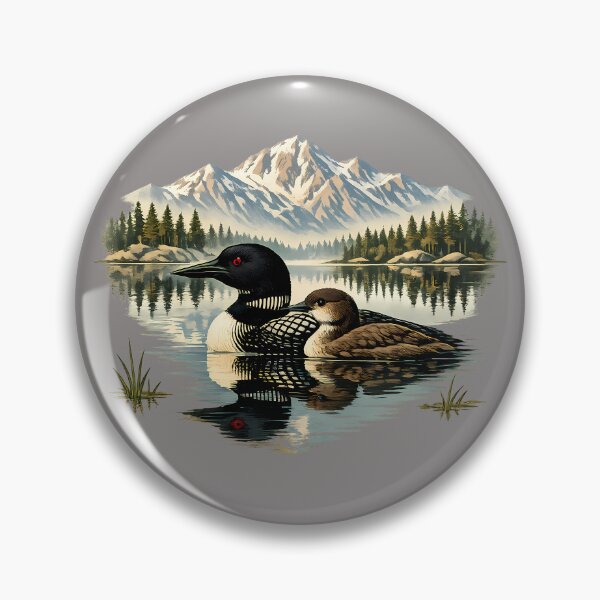 Item preview, Common loon in a mountain lake that reflects the landscape. designed and sold by Daily Quirk.