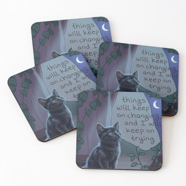 Item preview, Things Will Keep On Changing - Cute Black Cat at Night designed and sold by LigthNigthStore.