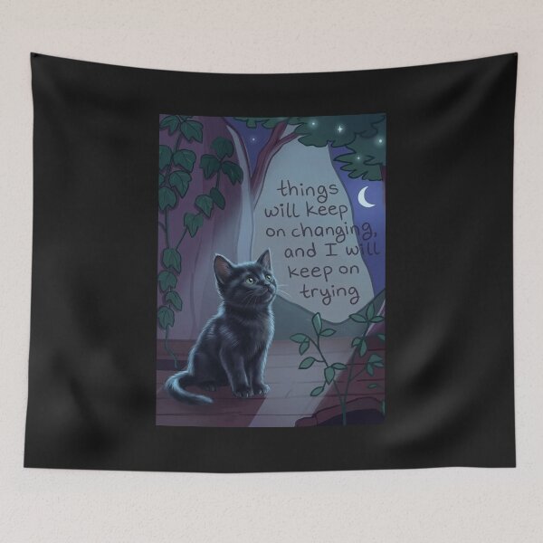 Item preview, Things Will Keep On Changing - Cute Black Cat at Night designed and sold by LigthNigthStore.