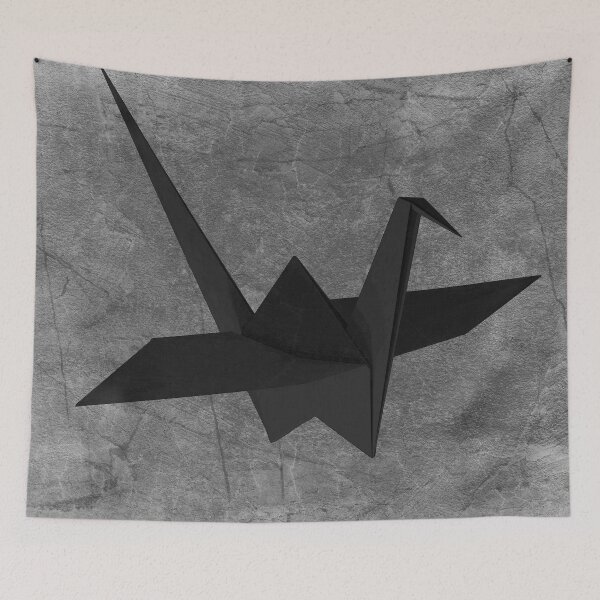 Item preview, Black Folded Paper Crane Origami Bird Sculpture designed and sold by Ghoul Enterprises.