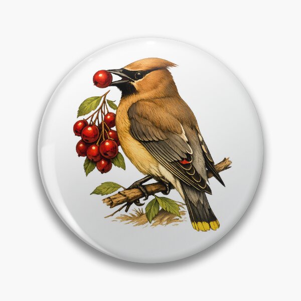 Item preview, American waxwing with berries designed and sold by Daily Quirk.