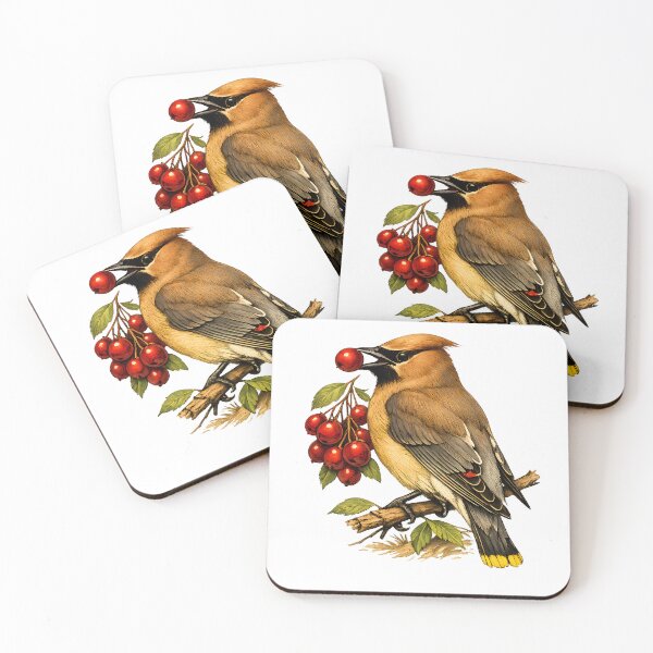 Item preview, American waxwing with berries designed and sold by Daily Quirk.
