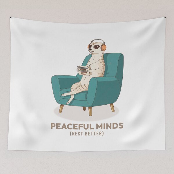 Item preview, Meerkat Listening to Music Vintage Aesthetic designed and sold by COZY VINTAGE animal.
