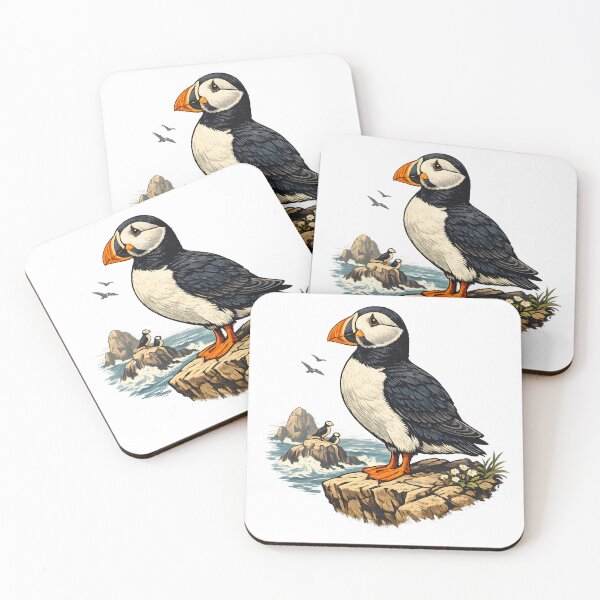 Item preview, Atlantic puffin on a cliff by the sea designed and sold by Daily Quirk.