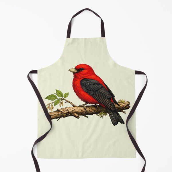 Item preview, Scarlet tanager on a branch in the forest designed and sold by Daily Quirk.