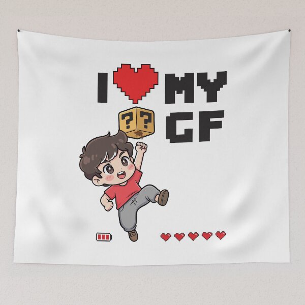 Item preview, I Love My Girlfriend - Pixel Heart Gamer Boy designed and sold by FemmePod.