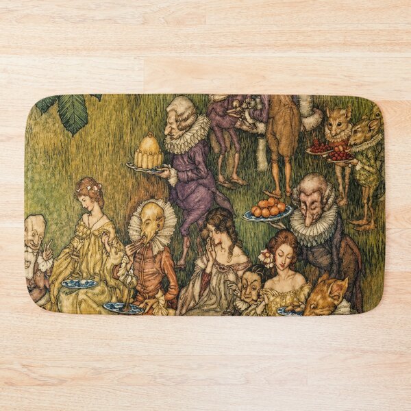 Artikelvorschau, Märchenhafte Wanddekoration, „Die Feen sitzen auf Pilzen“ von Arthur Rackham, Vintage-Fantasy-Illustration entworfen und verkauft von RickE.