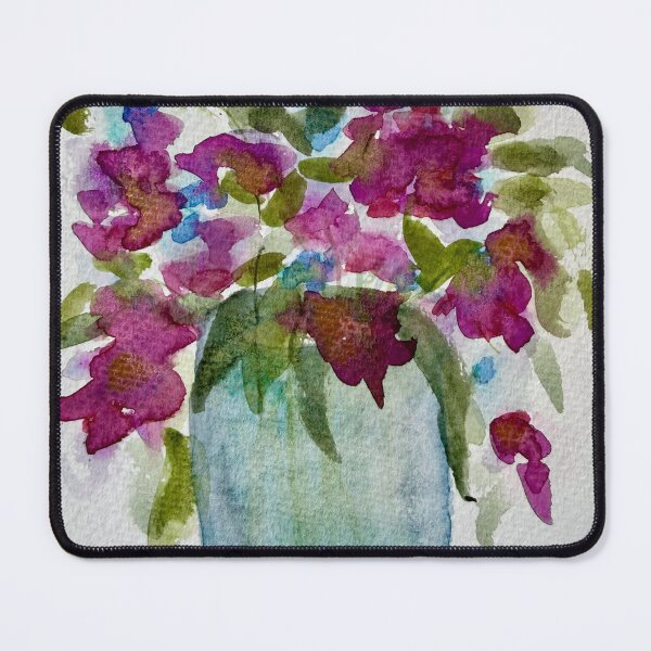 Item preview, Watercolour Vase with Purple, Gold and Blue Flowers designed and sold by LakeArtWorks.