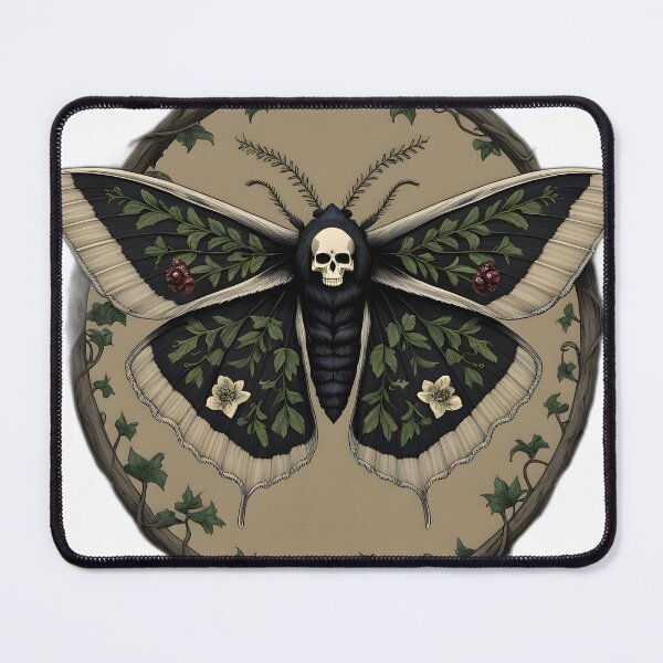 Item preview, Moody Botanical Moth Dark Floral Cottagecore Nature Print designed and sold by Chuanski2405.