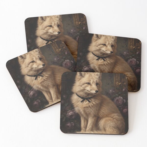 Item preview, Noble Golden Fox with Black Ribbon Bow designed and sold by Real Beast Art.