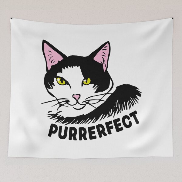 Item preview, Purrerfect black and white cat doodle designed and sold by Konopikyu.