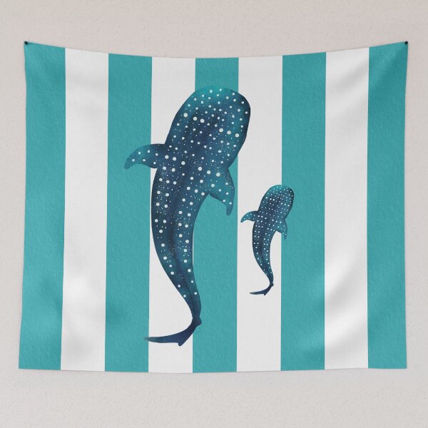 Item preview, Whale sharks and turquoise stripes designed and sold by Ana Gorozpe.
