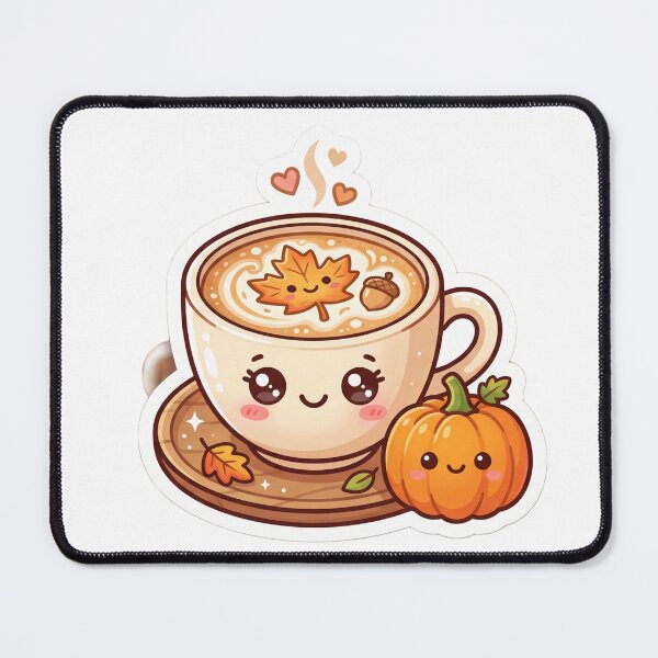 Item preview, Kawaii Autumn Coffee with Pumpkin and Maple Leaf designed and sold by larbimalki.