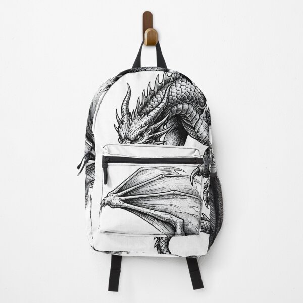 Item preview, Blackwork Dragon Illustration – Fierce Winged Fantasy Dragon designed and sold by DragonSerpent Ink.