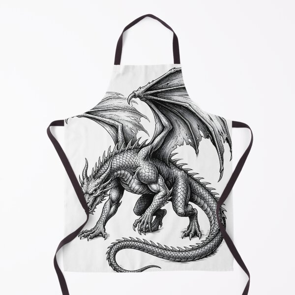 Item preview, Blackwork Dragon Illustration – Fierce Winged Fantasy Dragon designed and sold by DragonSerpent Ink.
