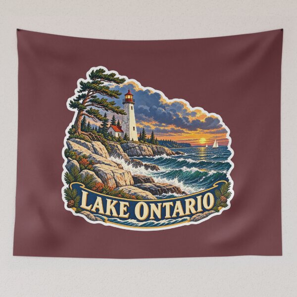 Item preview, Lake Ontario Vintage Canadian Waterfront Great Lakes Prints designed and sold by PinUpPizzazz.