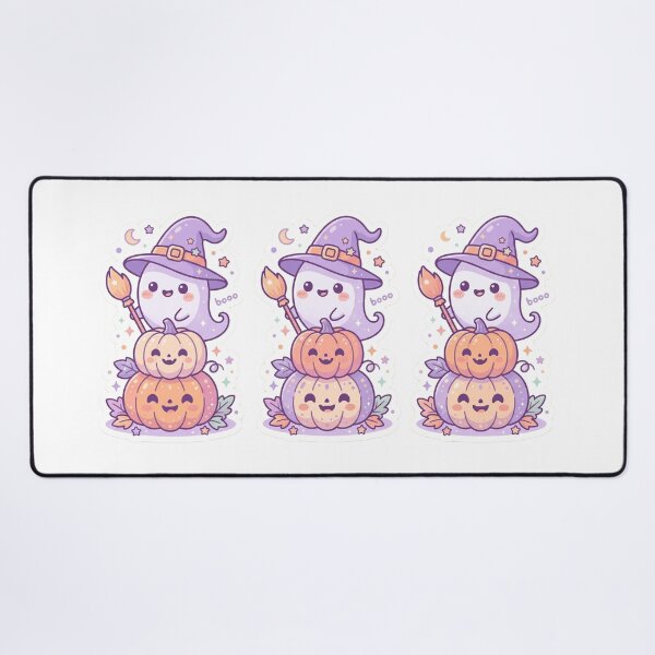 Item preview, Kawaii Ghost Trio and Halloween Pumpkins - Booo designed and sold by larbimalki.
