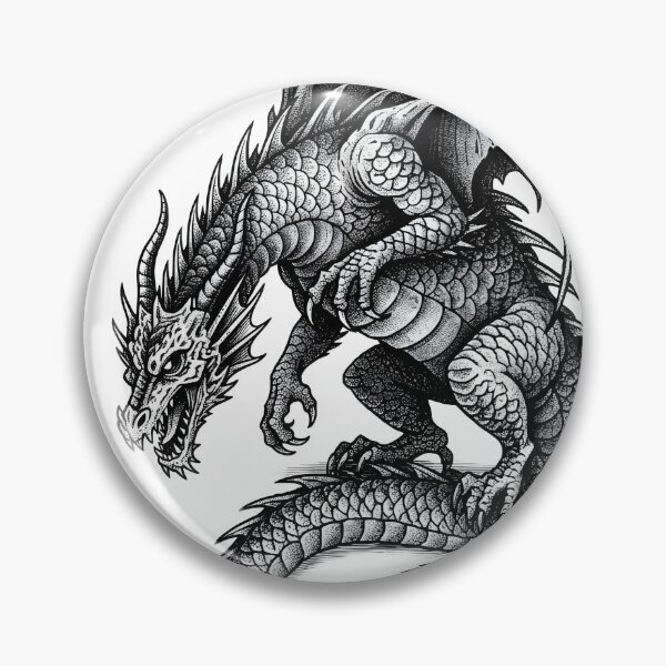 Item preview, Blackwork Dragon – Coiled Winged Dragon Tattoo Illustration designed and sold by DragonSerpent Ink.