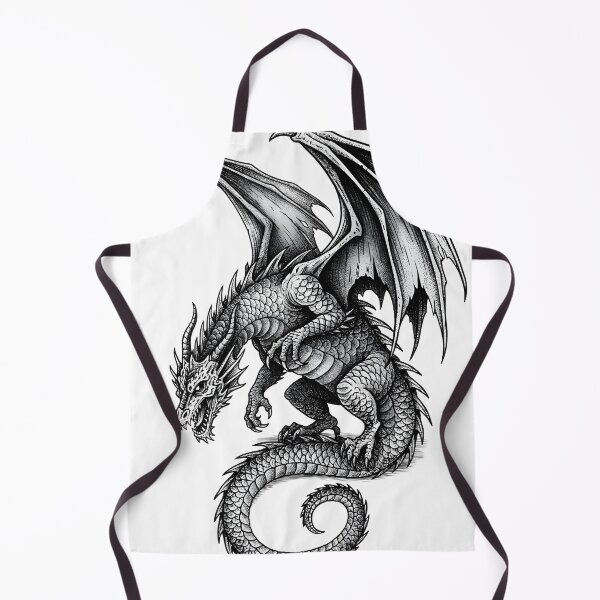 Item preview, Blackwork Dragon – Coiled Winged Dragon Tattoo Illustration designed and sold by DragonSerpent Ink.