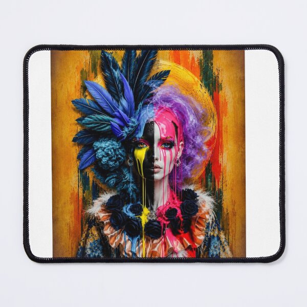Item preview, Colorful Abstract Woman Portrait with Feathers and Paint Drips designed and sold by Vibrant Magical Shop.