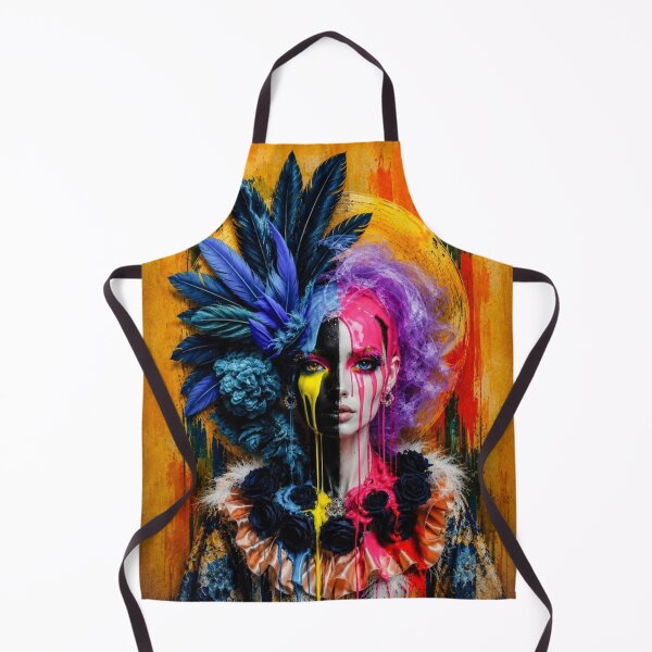 Aperçu de l'œuvre Portrait abstrait coloré de femme avec plumes et coulures de peinture créée et vendue par Vibrant Magical Shop.