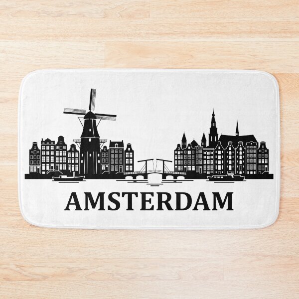 Item preview, Amsterdam Skyline - City Silhouette (Black and White) designed and sold by larbimalki.