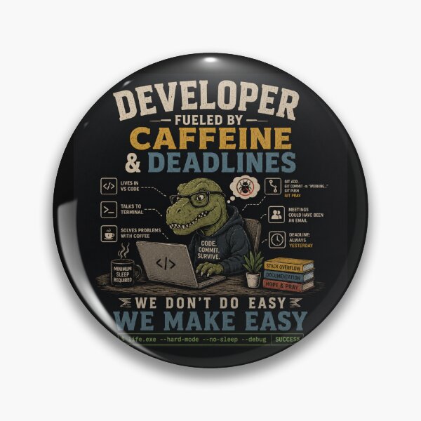 Item preview, Developer Fueled By Caffeine And Deadlines T-Rex designed and sold by MotionBanana Art.