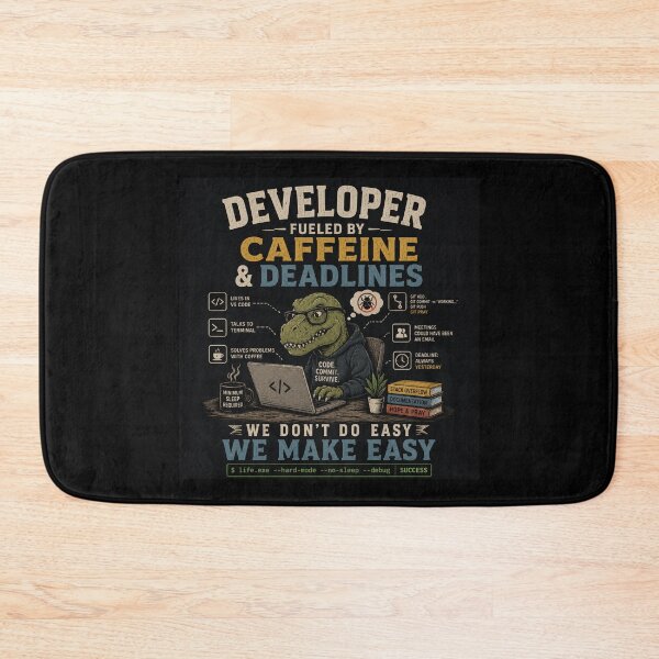 Item preview, Developer Fueled By Caffeine And Deadlines T-Rex designed and sold by MotionBanana Art.