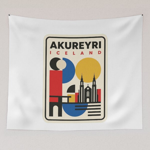 Item preview, Retro Akureyri Bauhaus Geometric Skyline designed and sold by k3rstman1.