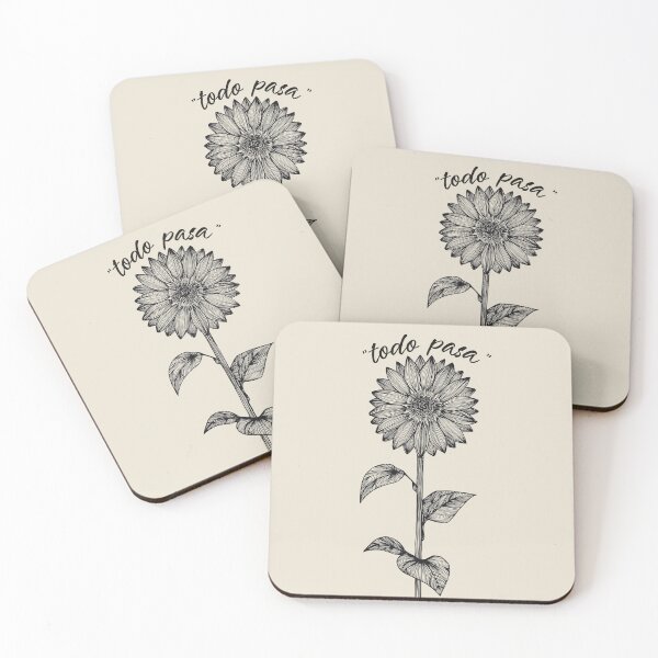 Item preview, "Todo Pasa" - Sunflower Floral Quote Line Art designed and sold by Francicci.