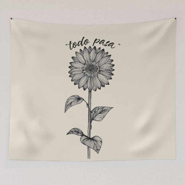 Item preview, "Todo Pasa" - Sunflower Floral Quote Line Art designed and sold by Francicci.