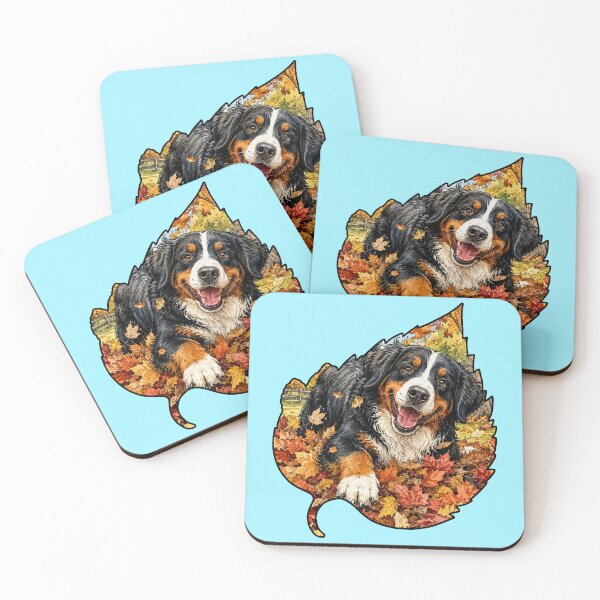 Item preview, Fall Bernese Mountain Dog Playing In Autumn Leaves designed and sold by Lion and Lamb Design.