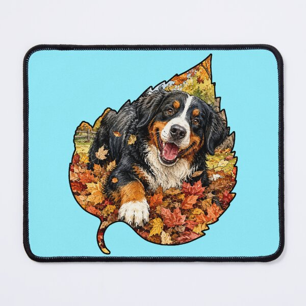 Item preview, Fall Bernese Mountain Dog Playing In Autumn Leaves designed and sold by Lion and Lamb Design.