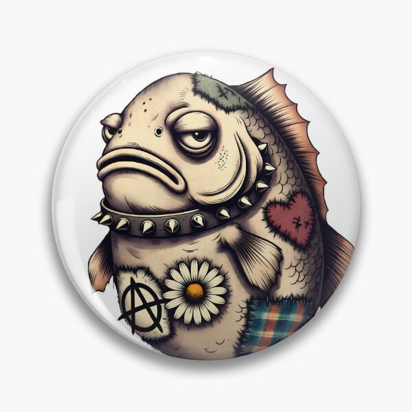 Item preview, Grumpy Punk Rock Fish with Spiked Collar Anarchy designed and sold by Zenther.