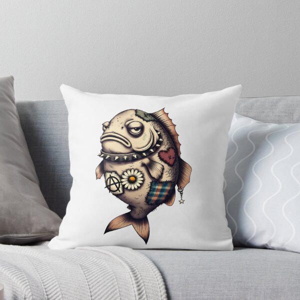 Item preview, Grumpy Punk Rock Fish with Spiked Collar Anarchy designed and sold by Zenther.
