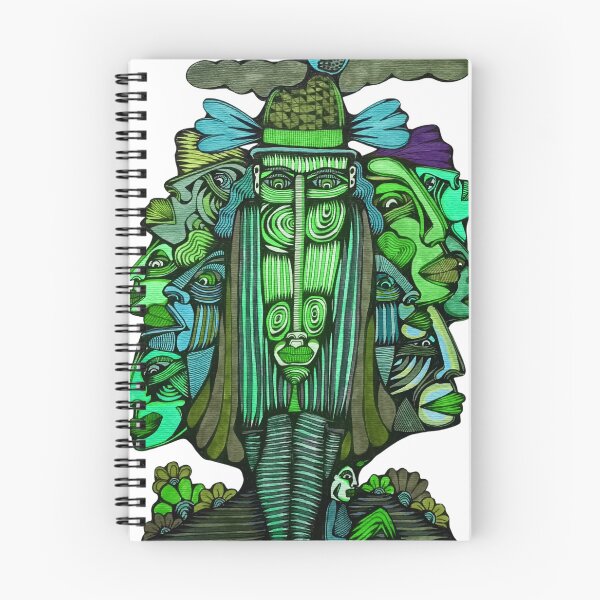 Item preview, Green Surreal Faces Totem Folk Art designed and sold by warrrsx.