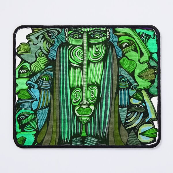Item preview, Green Surreal Faces Totem Folk Art designed and sold by warrrsx.