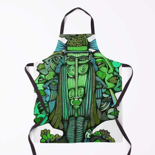 Item preview, Green Surreal Faces Totem Folk Art designed and sold by warrrsx.
