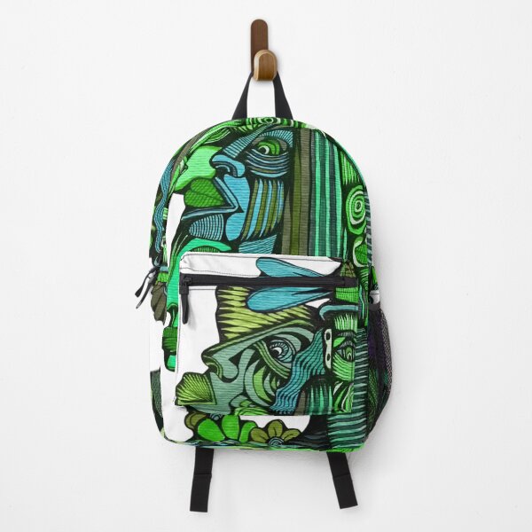 Item preview, Green Surreal Faces Totem Folk Art designed and sold by warrrsx.
