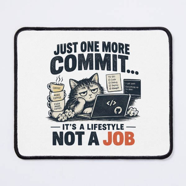 Item preview, Just One More Commit Cat Coding Lifestyle designed and sold by MotionBanana Art.