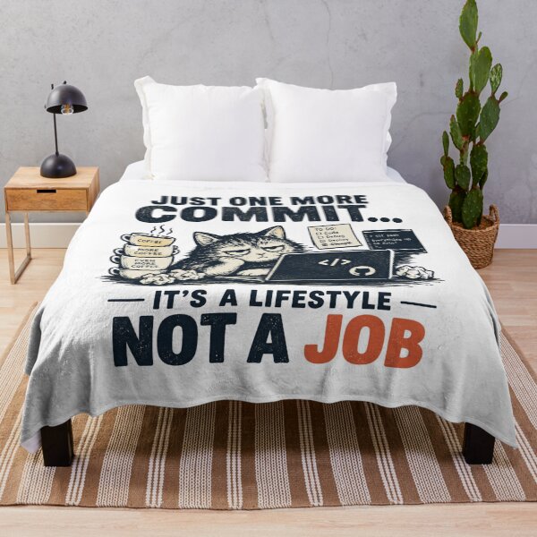 Item preview, Just One More Commit Cat Coding Lifestyle designed and sold by MotionBanana Art.