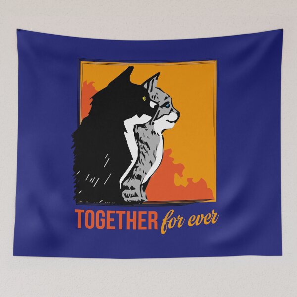 Item preview, Couple of cats togeher forever doodle designed and sold by Konopikyu.