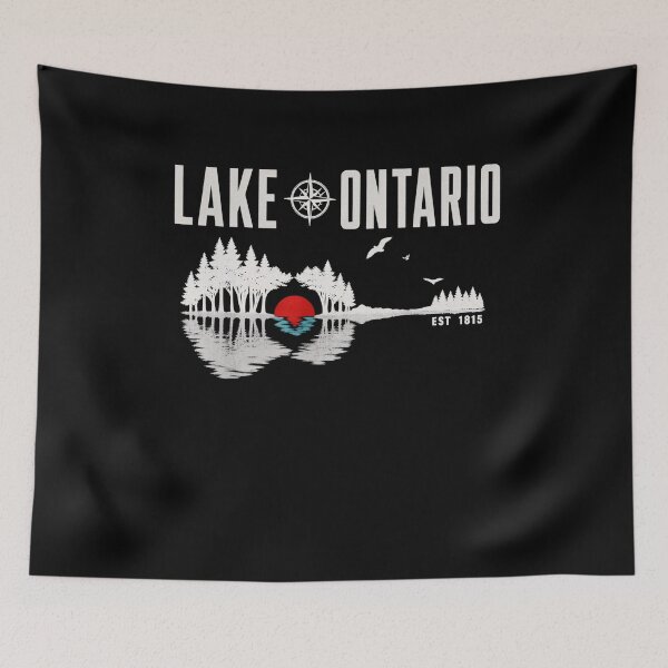 Item preview, Lake Ontario Guitar Trees Water Reflection Retro Music Lover designed and sold by SEINENGAPPI8.