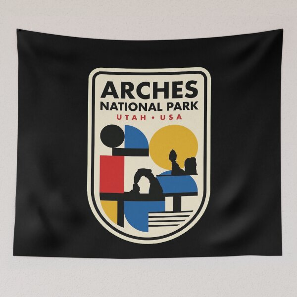 Item preview, Retro Arches National Park Bauhaus Geometric Skyline designed and sold by k3rstman1.