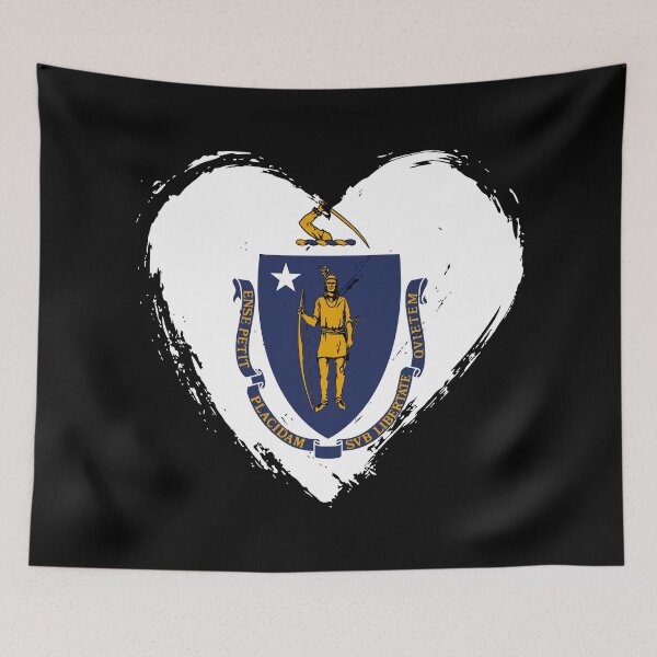 Aperçu de l'œuvre Cœur du drapeau du Massachusetts vieilli MA créée et vendue par shitpostee.