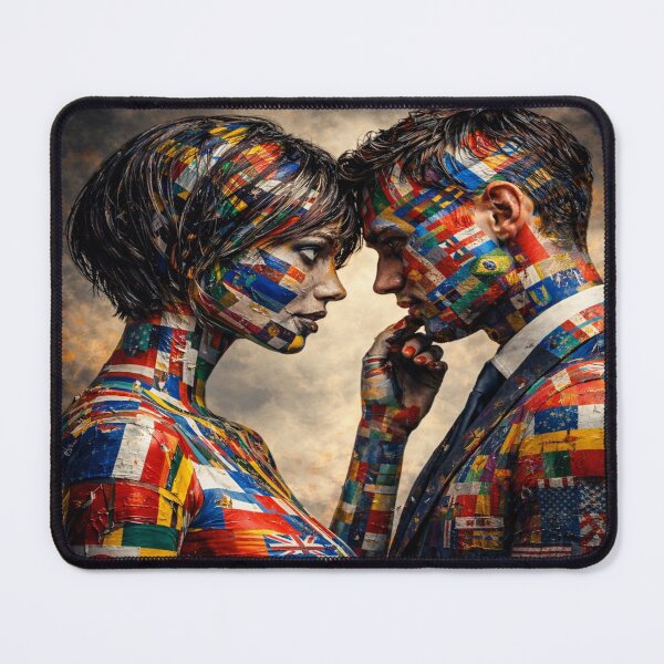 Item preview, Global Love – Colorful World Flags Couple Art designed and sold by Vibrant Magical Shop.