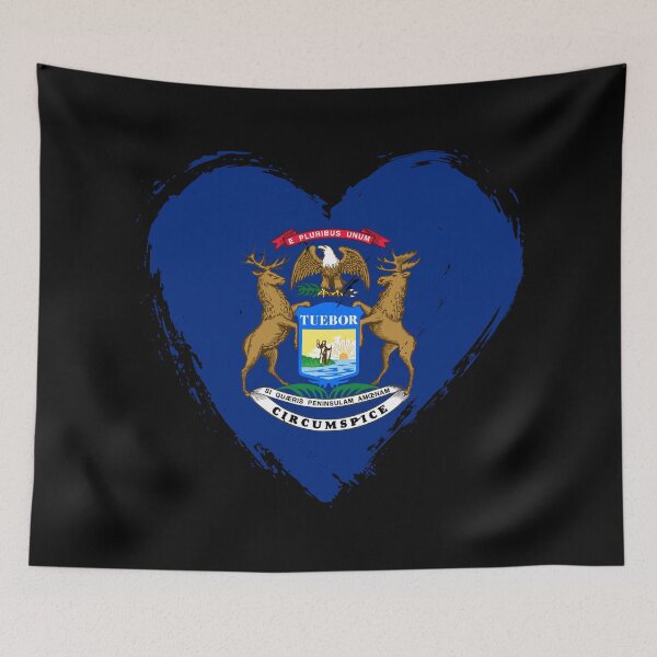 Item preview, Distressed Michigan Flag Heart MI designed and sold by shitpostee.