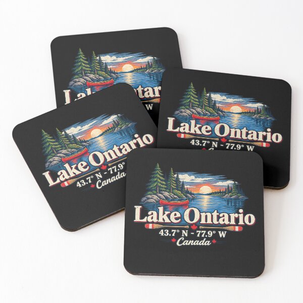 Item preview, Lake Ontario Coordinates Retro Canada Lake Vintage Outdoors designed and sold by SEINENGAPPI12.