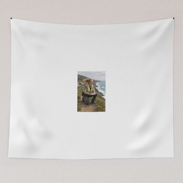 Item preview, Police officer writing on Pacific coast cliff designed and sold by CathryneDelamort.