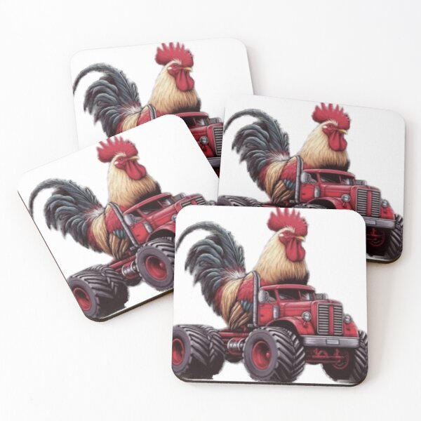 Item preview, rooster driving tractor trailer designed and sold by PhiloDoh.